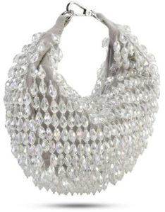 Ladies Silver Nano Crystal Boat Hand Bag