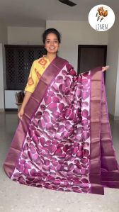 Ladies Digital Print Linen Saree