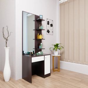 Dressing Table with Mirror Door | Door, Drawer & Open Shelves