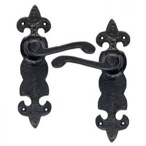 BLACK FLEUR DE LYS LEVER LATCH HANDLE