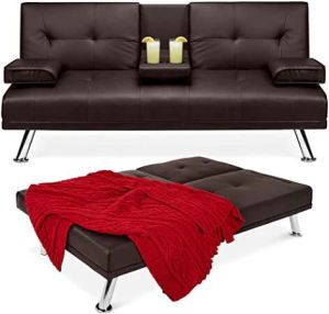 2 Seater Leatherette Convertible Sofa Cum Bed Set