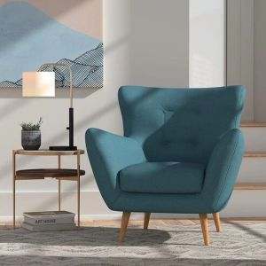 tapered wood aqua living room sofa arm chair