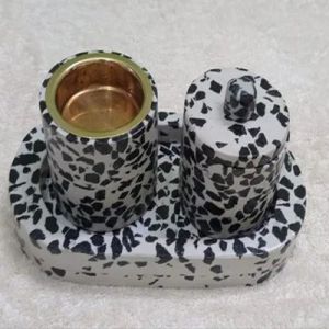 Ceramic Black White Candle Holder