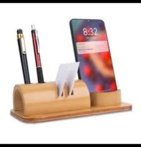 Eco-Friendly Handcrafted Bamboo Mobile Stand With Pen Holder