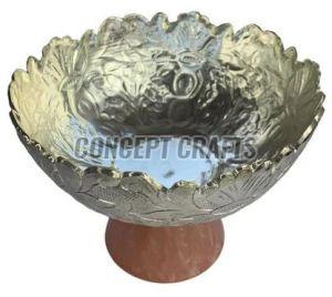 Decorative Silver Fruits Bowl with Resin Base