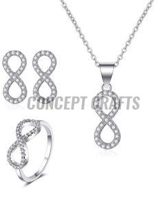 Ladies Fancy Silver Necklace Earring with Ring Set