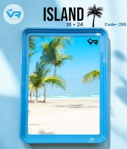 Island Blue Plastic Frame Mirror