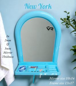 New York Blue Plastic Frame Mirror