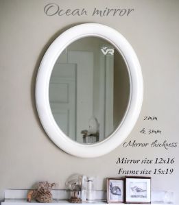 Ocean Oval White Plastic Frame Mirror