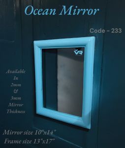 Ocean Rectangle Light Blue Plastic Frame Mirror