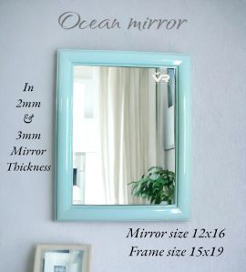 Ocean Rectangle Sky Blue Plastic Frame Mirror