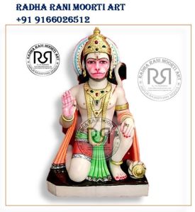 Marble Hanuman Sitting Statue