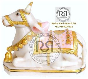 White Marble Nandi Maharaj Moorti