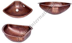 Polished Corner Copper Kitchen Sink, Color : Brown