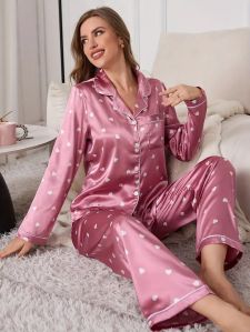 Satin Lycra Night Suit Set