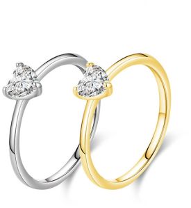 925 Sterling Silver Heart Shape Gem Zircon Rings