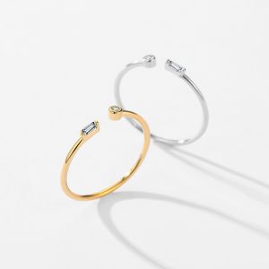 925 Sterling Silver Zircon Open Ring