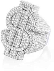 Men Sterling Silver Moissanite Diamond Ring