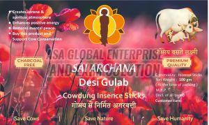 Natural Cow Dung Gulab Incense Sticks, Color : Light Pink