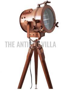 Wooden Tripod Searchlight Floor Lamp