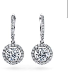 Round Cut Diamond Dangle Drop Earrings