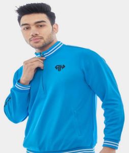 Mens High Neck Light Blue Polo Jacket