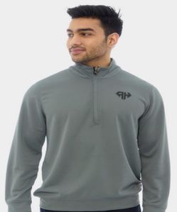 Mens High Neck Silver Grey Polo Jacket