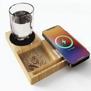 Stylish 15w Bamboo Wireless Charger with Mobile Stand
