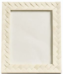 Polished Plaited Bone Photo Frame, Color : White Cream 11x9 Inch
