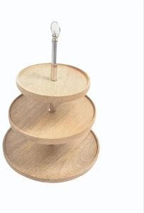Three Tier Wood Cake Stand, Color : Brown for Restaurant