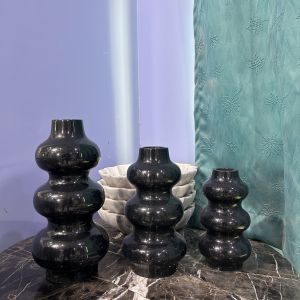 100% Polished Marble Flower Pots, Color : Black
