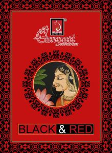 Ganpati Red Black Unstitched Suit Set