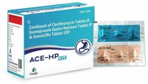 Ace HP Kit Clarithromycin Esomeprazole Gastro Resistant Amoxycillin Tablets