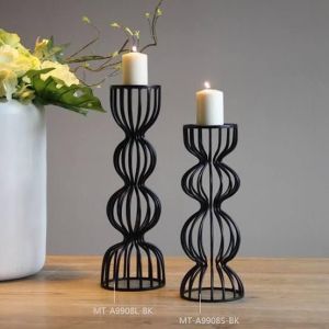Polished Metal Stable Black Candle Stick Holders Antique, Modern