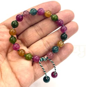 Handmade, Natural &AMP; Beautiful 8mm Mix Tourmaline Gemstone Hand-Knotted Protection Bracelet