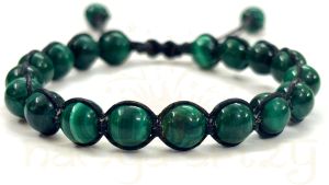 Two-Sided Hand-Knotted, Natural &AMP; High Grade 8mm Malachite Healing Fashion Macrame Bracelet