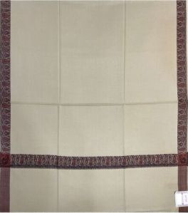 Off-white Acrylic Wool Blend Kani Border Shawl