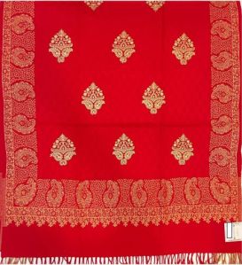 Red Embroidery Viscose Womens Shawl