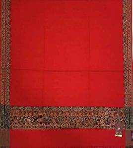 Red Kani Style with Paisleys and Floral Vines Acrylic Wool Shawl
