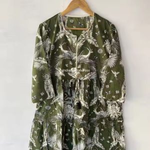 Forest Leopard Cotton Printed Dress
