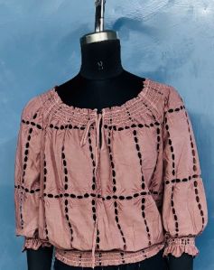 100% Cotton Peach Womens Cotton Tops