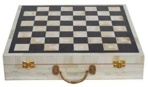 Black and White Bone Chess Set 18*18 Inch, 21*21 Inch