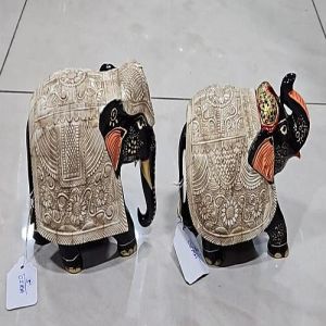 Bone Hand Painting Elephant Statue