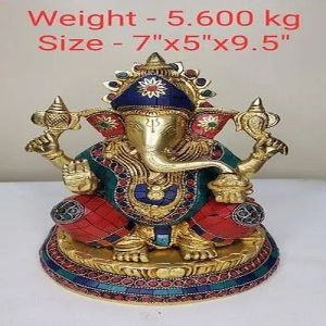 Brass Multicolour Ganesh Statue