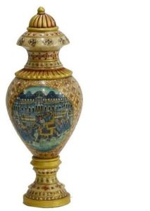 Decorative Bone Fitted Wooden Pot
