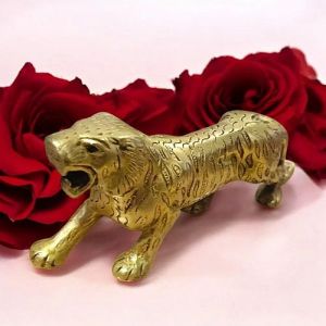 Golden Brass Jaguar Statue