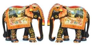 Hand Painting Black Bone Elephant Statue