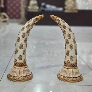 Hand Painting Bone Tusk Pair