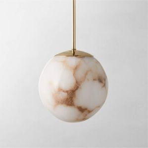 Modern Alabaster Round Pendant Light, Color : White