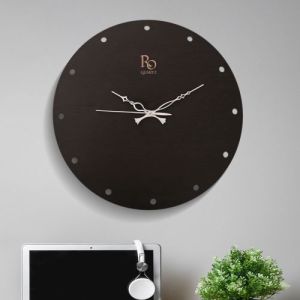 Black Wood Dot Matrix Timepiece Wall Clock